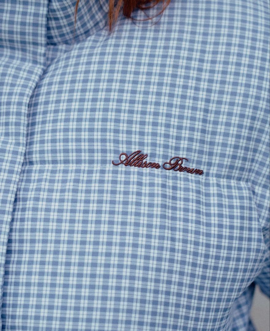 ALLISON BROWN ギンガムチェックダウンベイビーブルー - メルカリ
