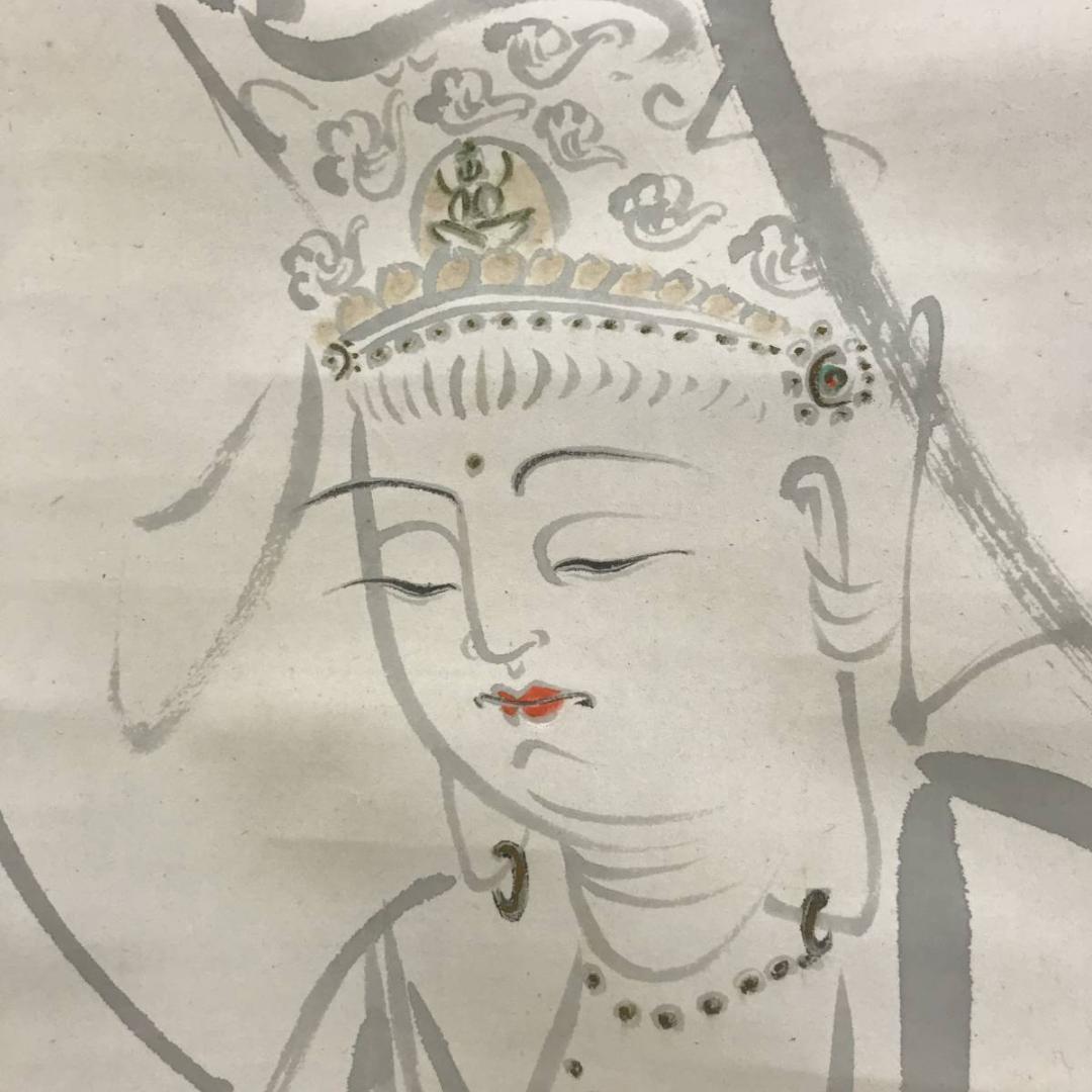 【真作】美濃樽仙/観世音像/観音図/仏事掛/為書きあり/掛軸☆宝船☆AD-421