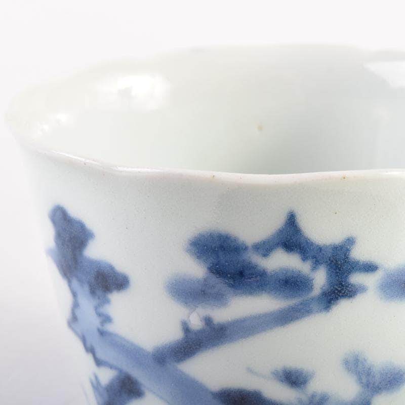 伊万里焼 染付 角福柿右衛門様式 松竹梅文 猪口 時代箱付 C 6969