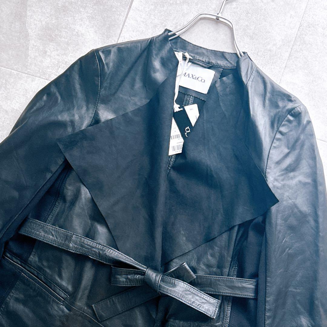タグ付き✨MAX&Co. ラムレザー ジャケット コート ベルト ドッキング 黒
