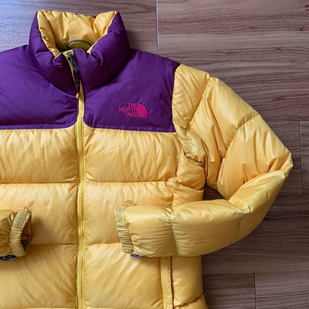 Sノースフェイスレディース700フィルイエローパープル黄紫ヌプシダウン