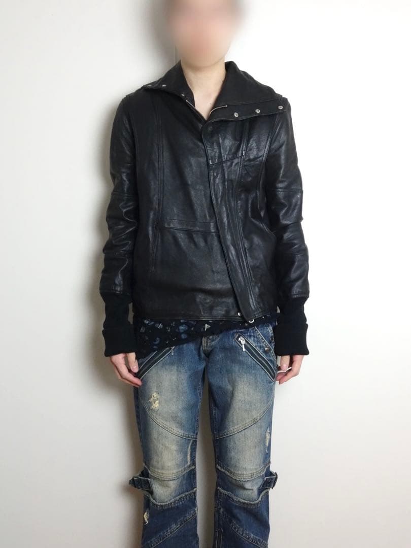 High Neck Leather Riders Jacket Ekam 変形 High Neck Leather Riders Jacket Ekam 変形 - メルカリ
