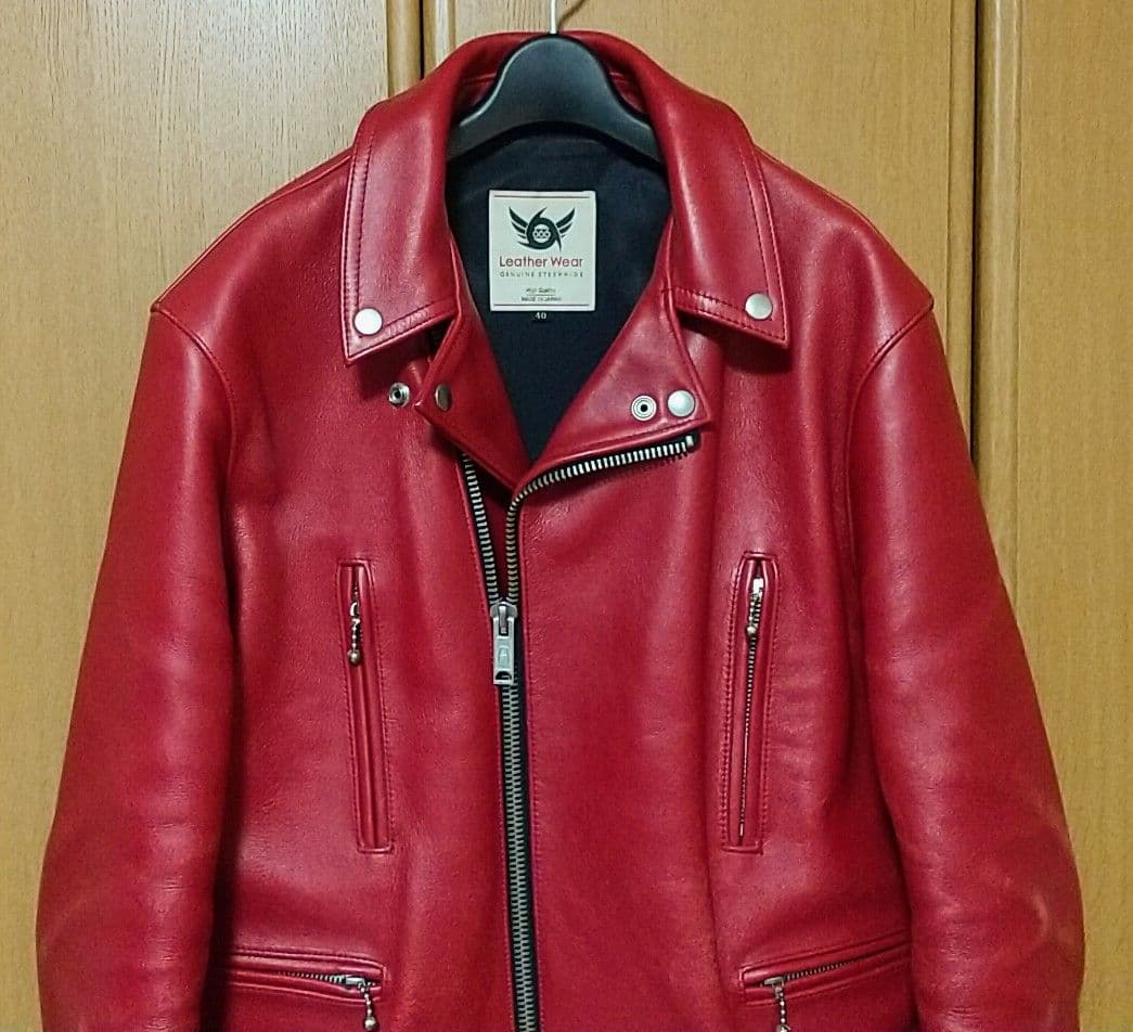 666 ダブルライダース 赤 レッド 40 牛革 - メルカリ