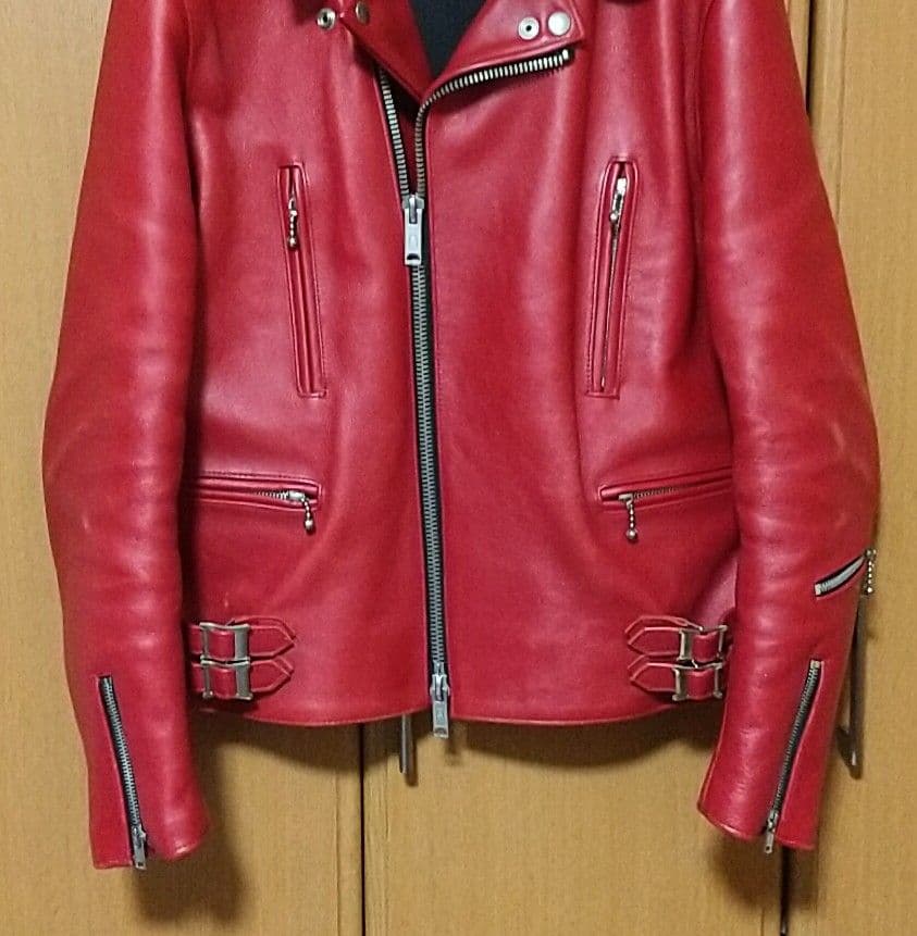 666 ダブルライダース 赤 レッド 40 牛革 - メルカリ