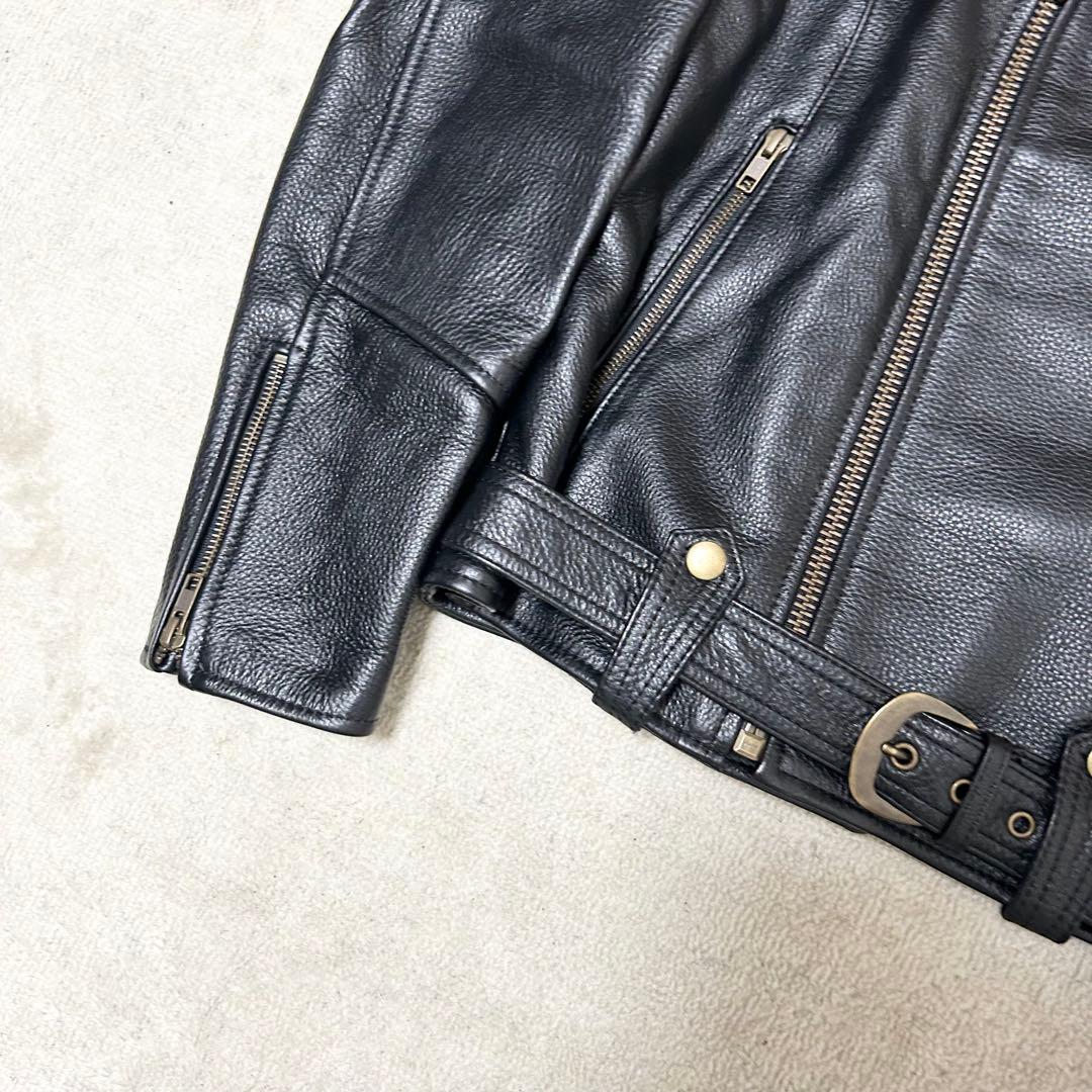 極美品 MET'Z ダブルライダースジャケット カウレザー 牛革 黒