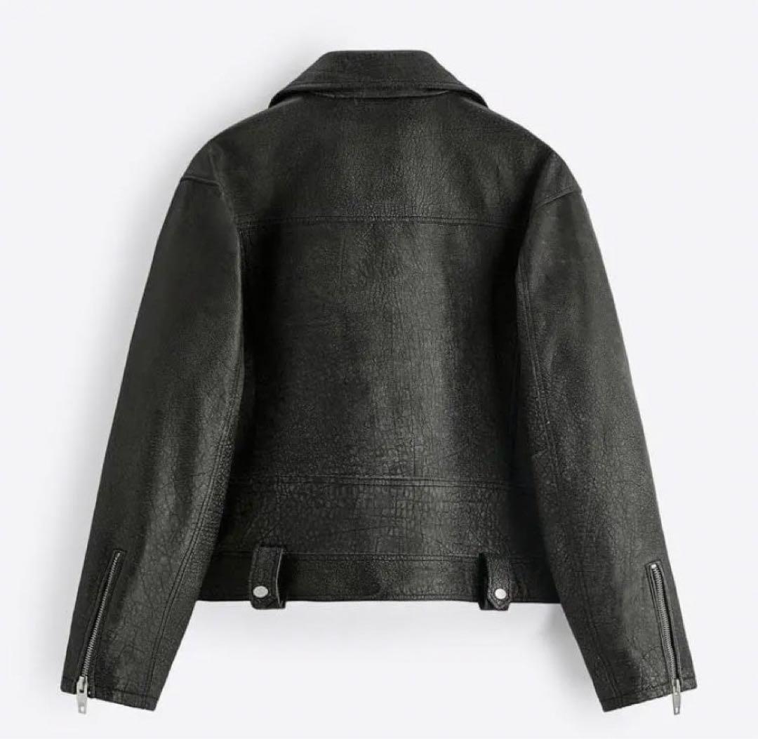 新品】ザラ ZARA ヴィンテージ レザーダブルライダースジャケット