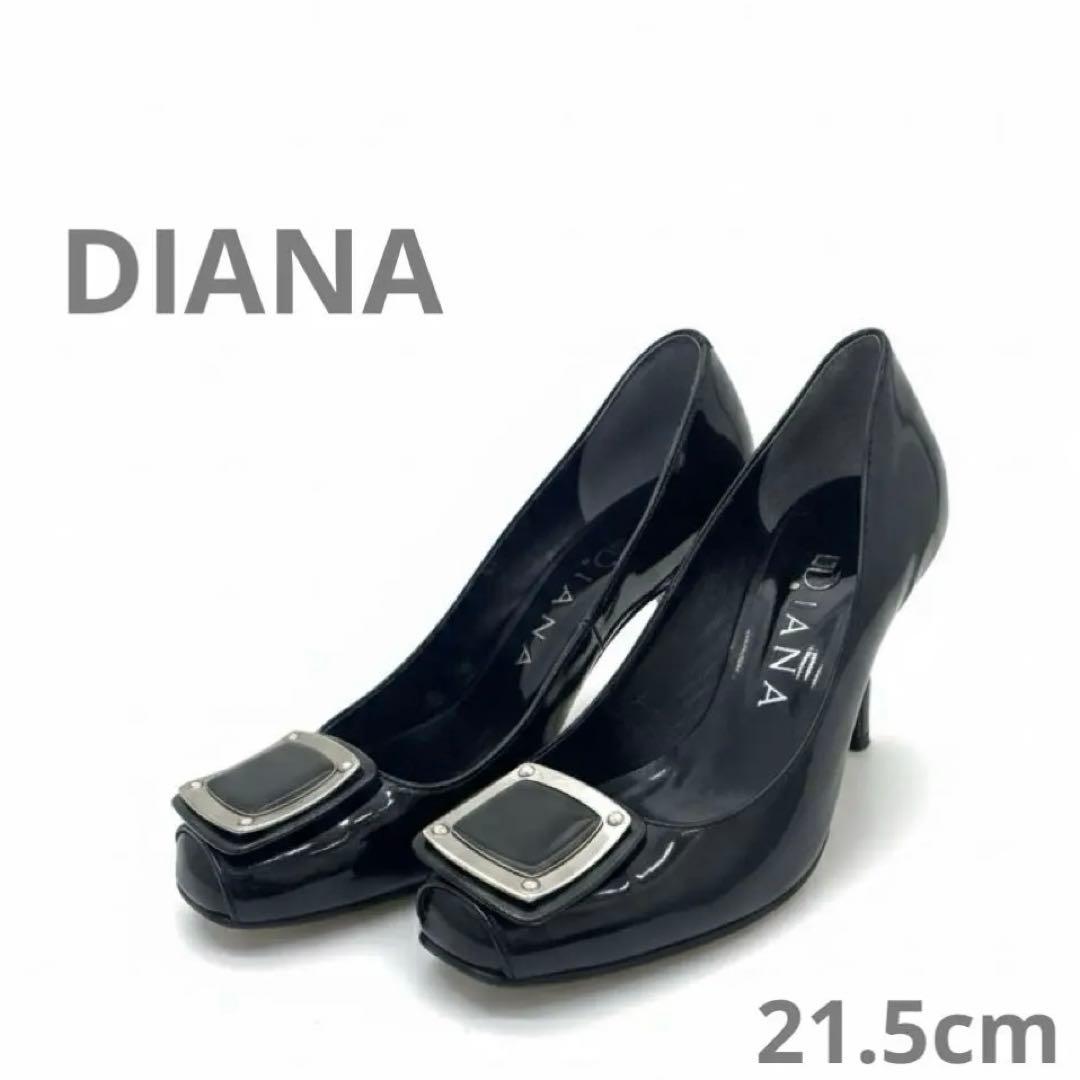 ✨️美品✨️DIANA バックル付き エナメル パテントレザー パンプス 黒