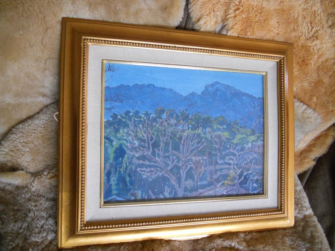 皆吉志郎 絵画 油絵 「 アルプスの山麓 」 昭和 モダニズム 油彩 です、