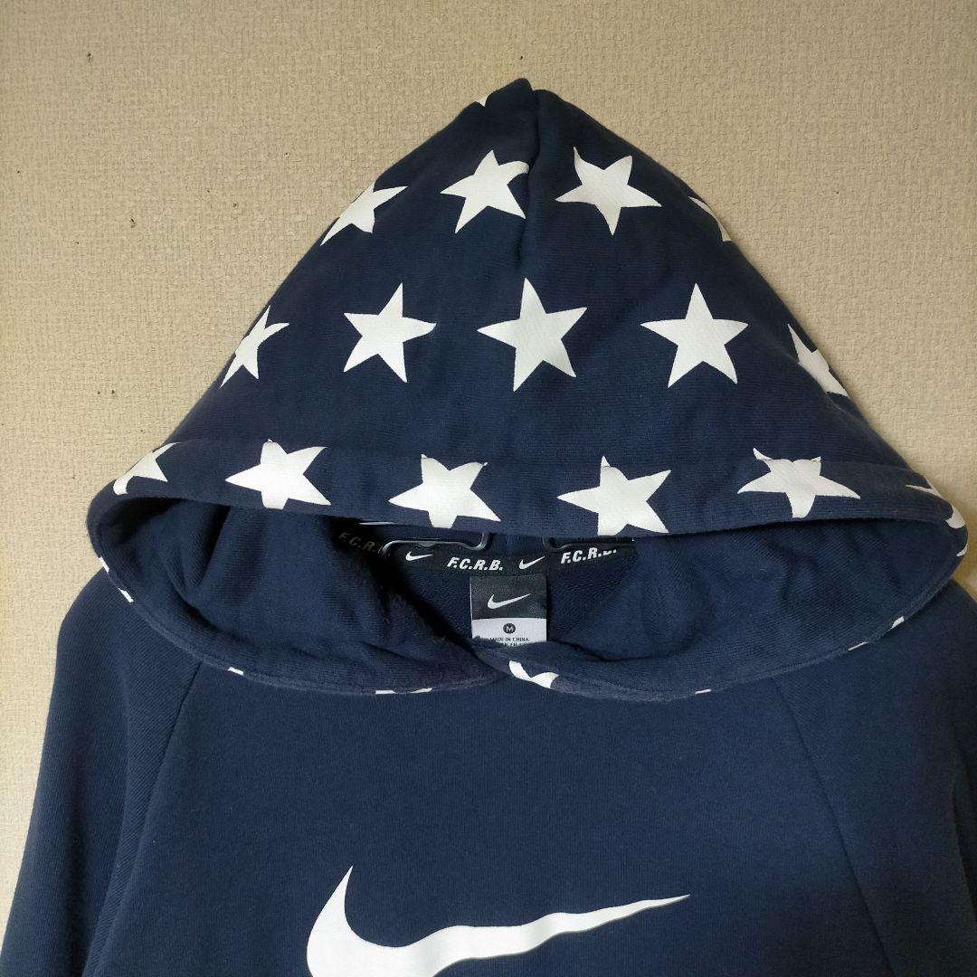ナイキ FCRB NIKE スウェット パーカー フーディ 星柄 M 紺色 刺繍