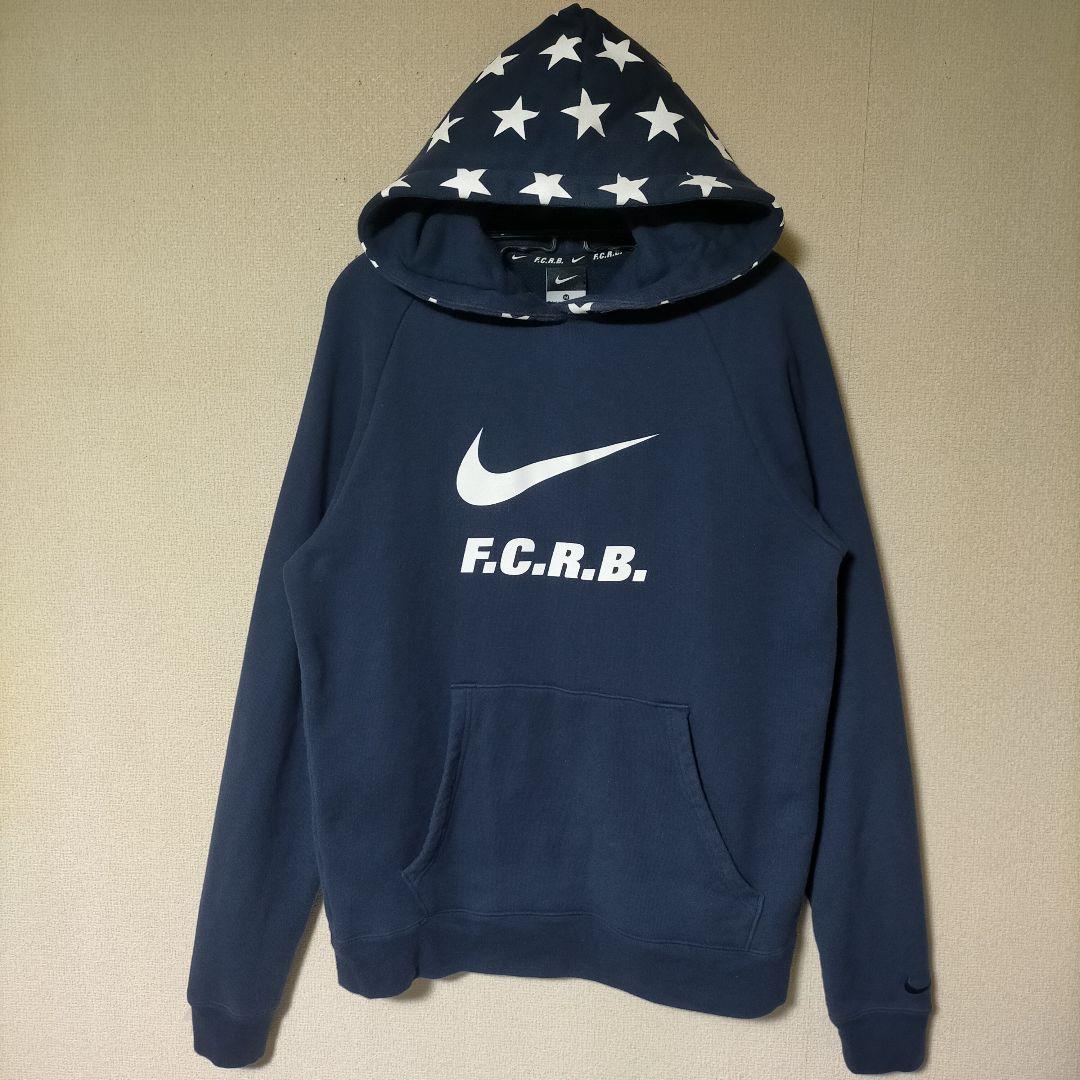 ナイキ FCRB NIKE スウェット パーカー フーディ 星柄 M 紺色 刺繍