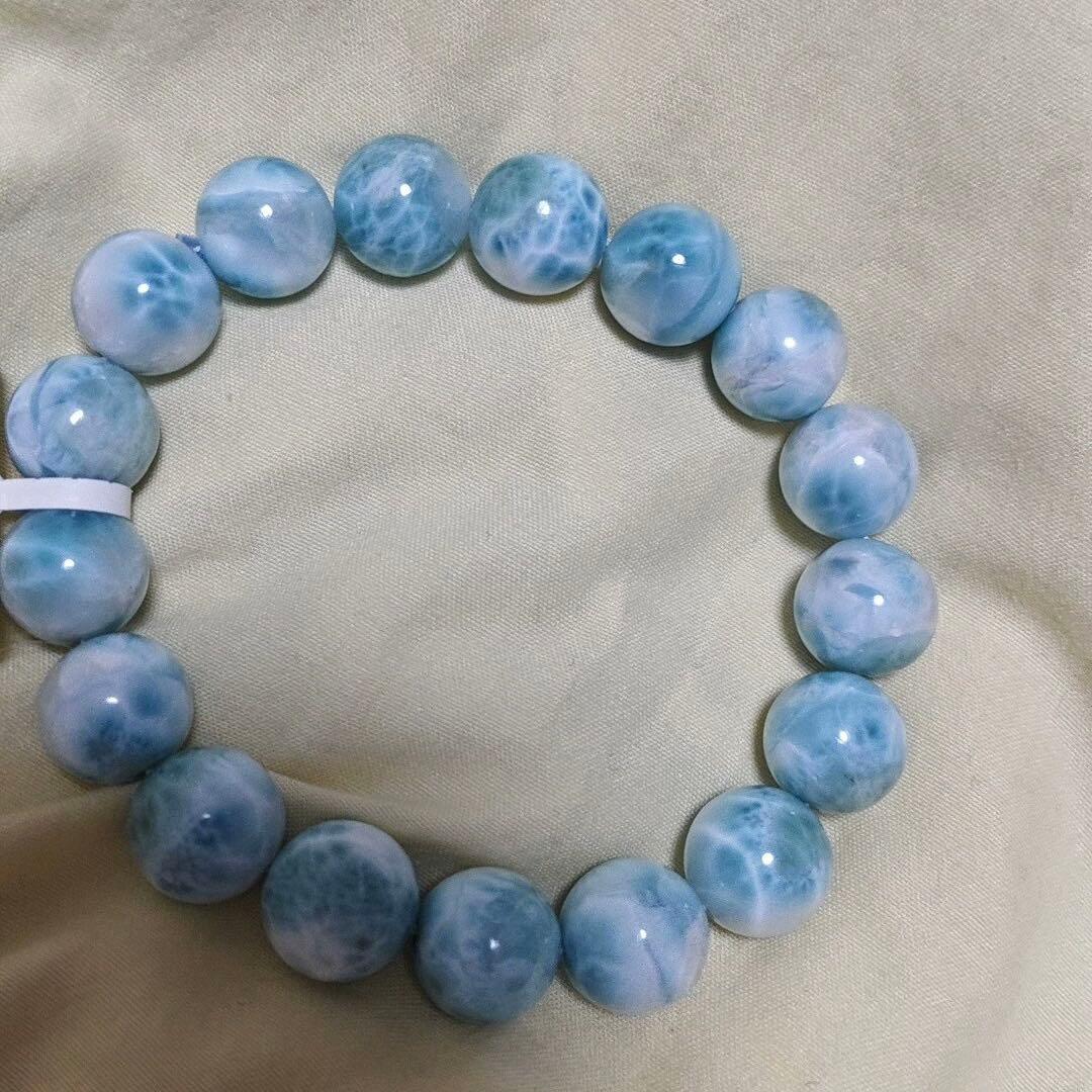 高品質 天然ラリマー ブレスレット 12.5mm
