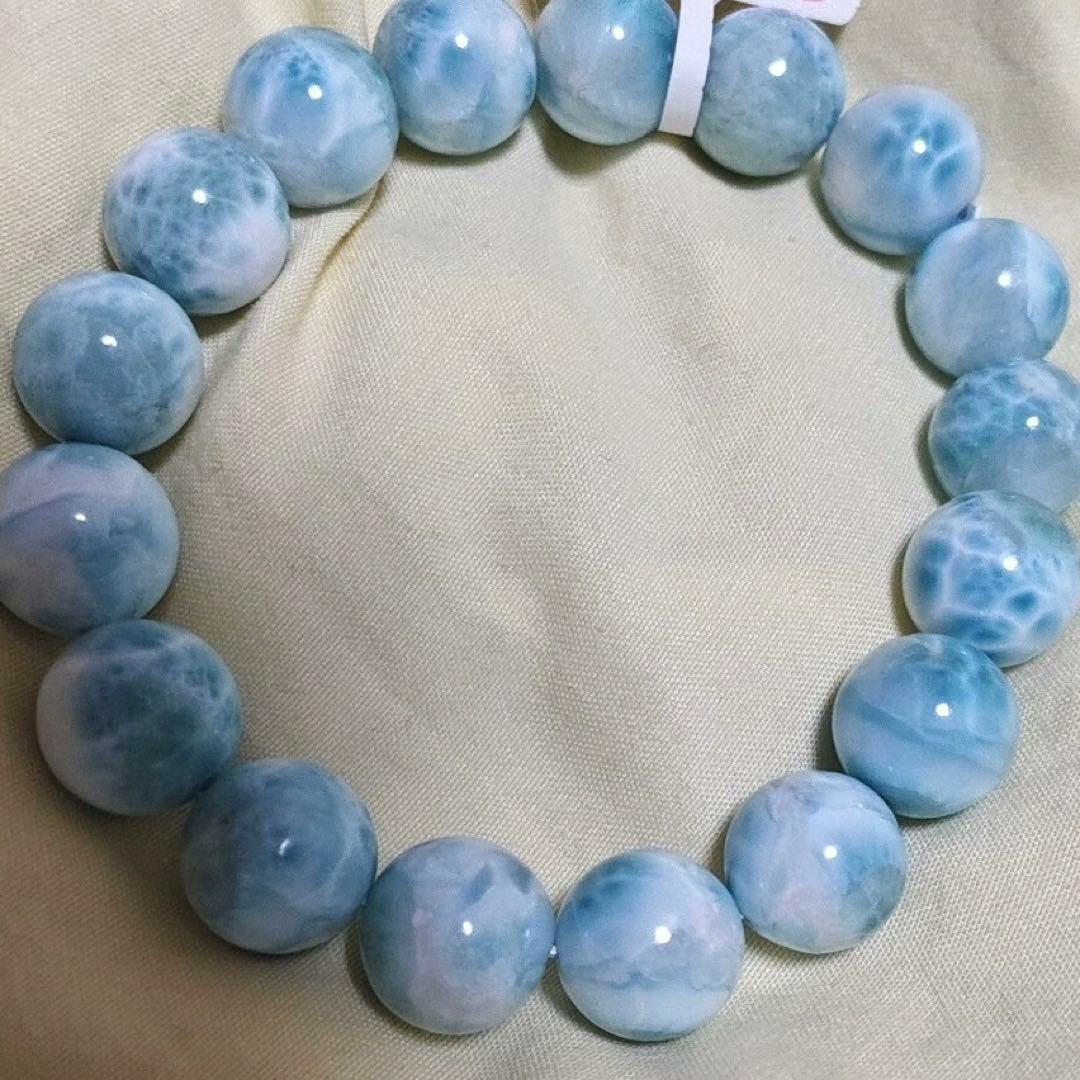 高品質 天然ラリマー ブレスレット 12.5mm