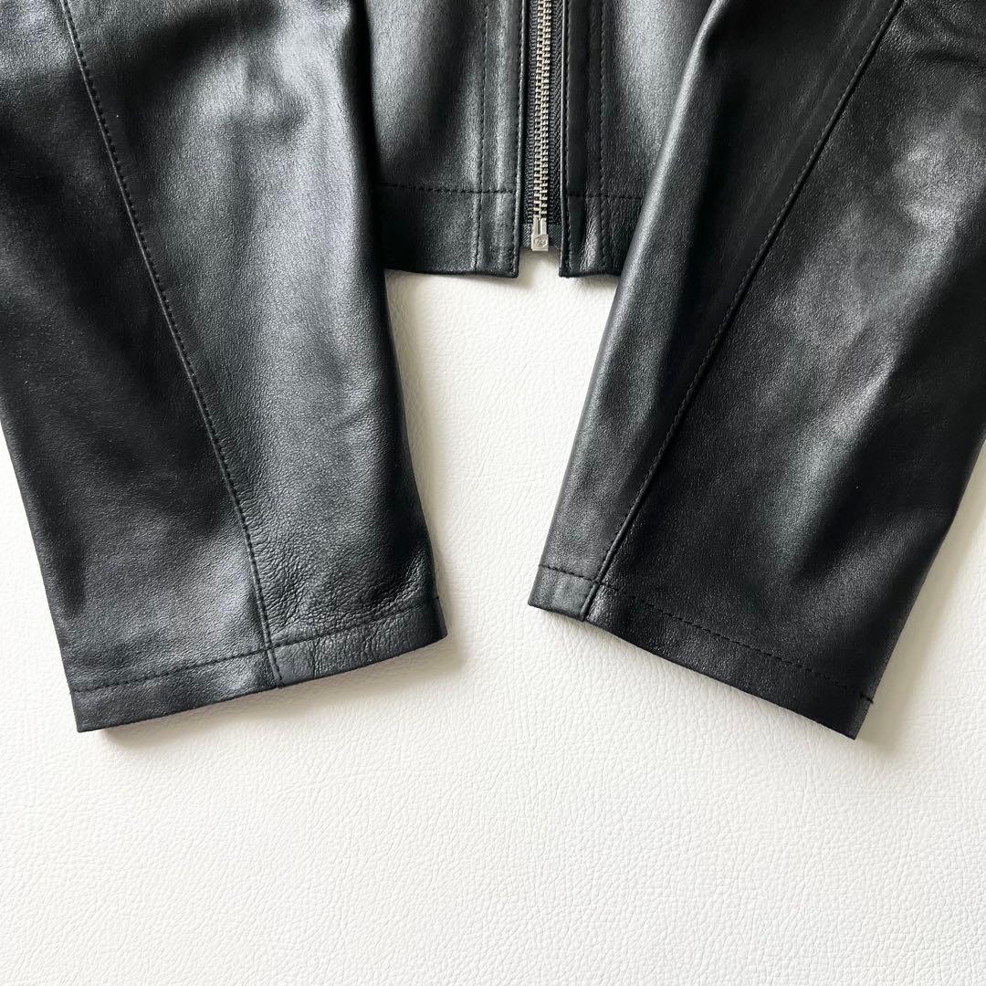 4829【美品】アドーア ライダースジャケット レザー ヤギ革 黒 M