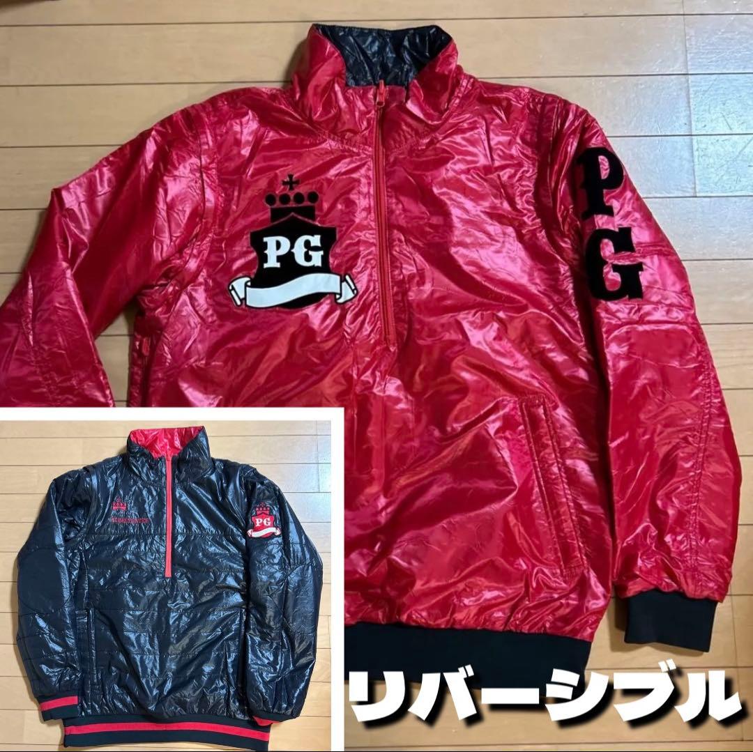 PEARLY GATES リバーシブルジャケット　レッド&ネイビー サイズ5 パーリーゲイツ 4WAYリバーシブル中綿ジャケット ネイビー×白 ロゴ