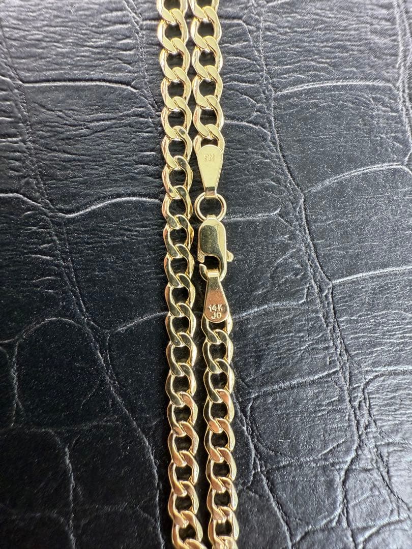 14K キューバンリンク ブレスレット 19cm 3.5mm