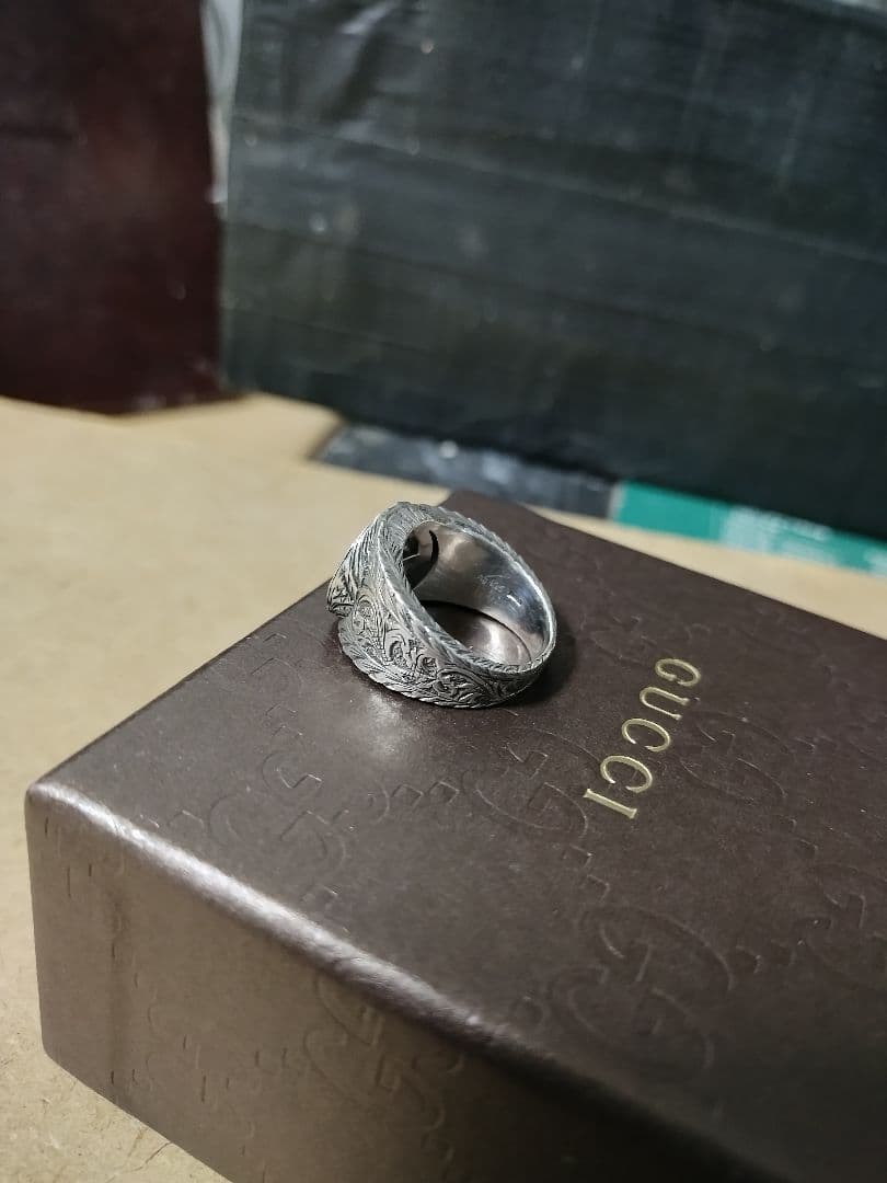 GUCCI グッチ シルバー925アラベスクインターロッキングリング 高級感