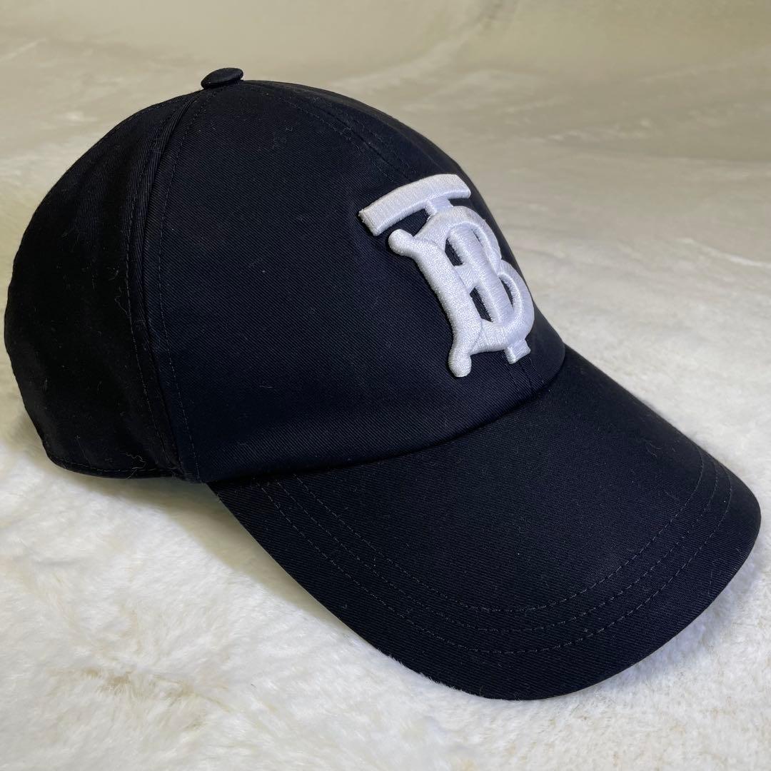 大谷愛用【美品】 バーバリー TBロゴ ベースボールキャップ ブラック