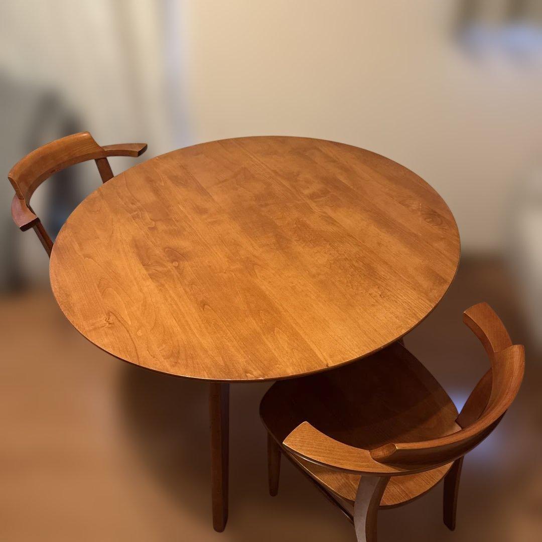 柏木工 KASHIWA 丸テーブル ダイニングテーブル 直径約100cm チェア