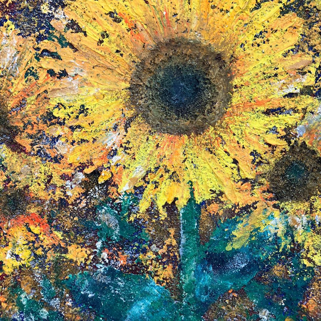 絵画 アクリル画 原画 向日葵 ひまわり 夏 花 テクスチャーアート S.I