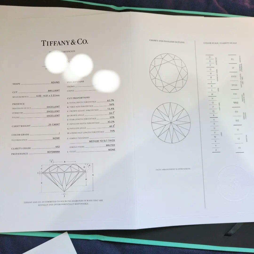 ティファニー ハーモニーリング 0.25ct 8号 pt950 美品 鑑定書