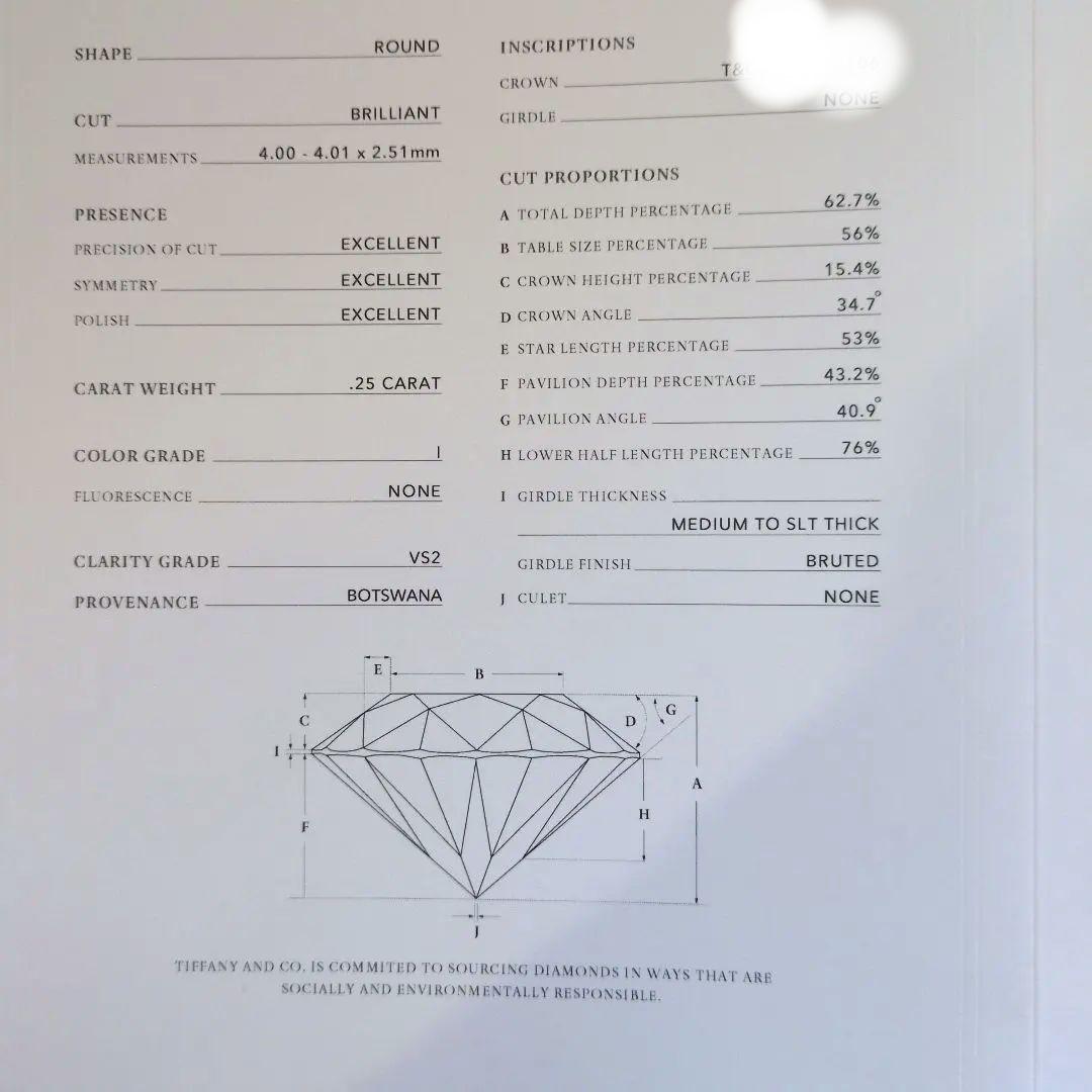 ティファニー ハーモニーリング 0.25ct 8号 pt950 美品 鑑定書