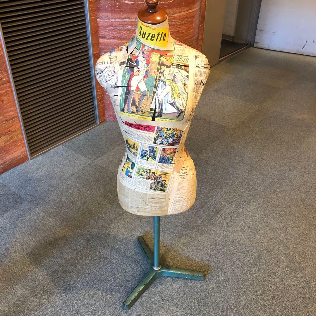 夢八トルソー　フランスの少女紙貼ったトルソー マネキン　ボディーコミックアート