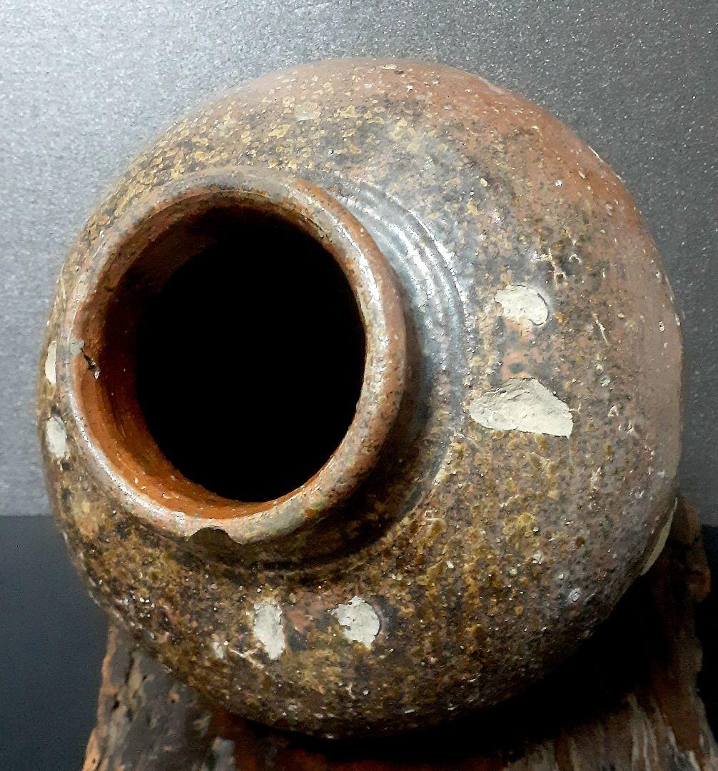 江戸時代 古信楽 窯変 四耳壺 花入れ 壺 茶道具 茶器 オブジェ 古美術