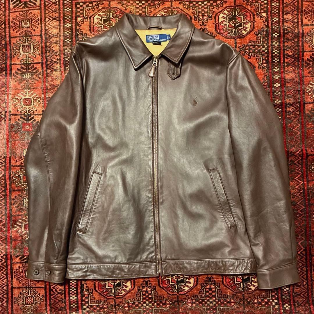 90S 名作 Ralph Lauren レザージャケット 羊革 ブラウン L 中古・古着通販】POLO RALPH LAUREN (ポロ・ラルフローレン) 90s