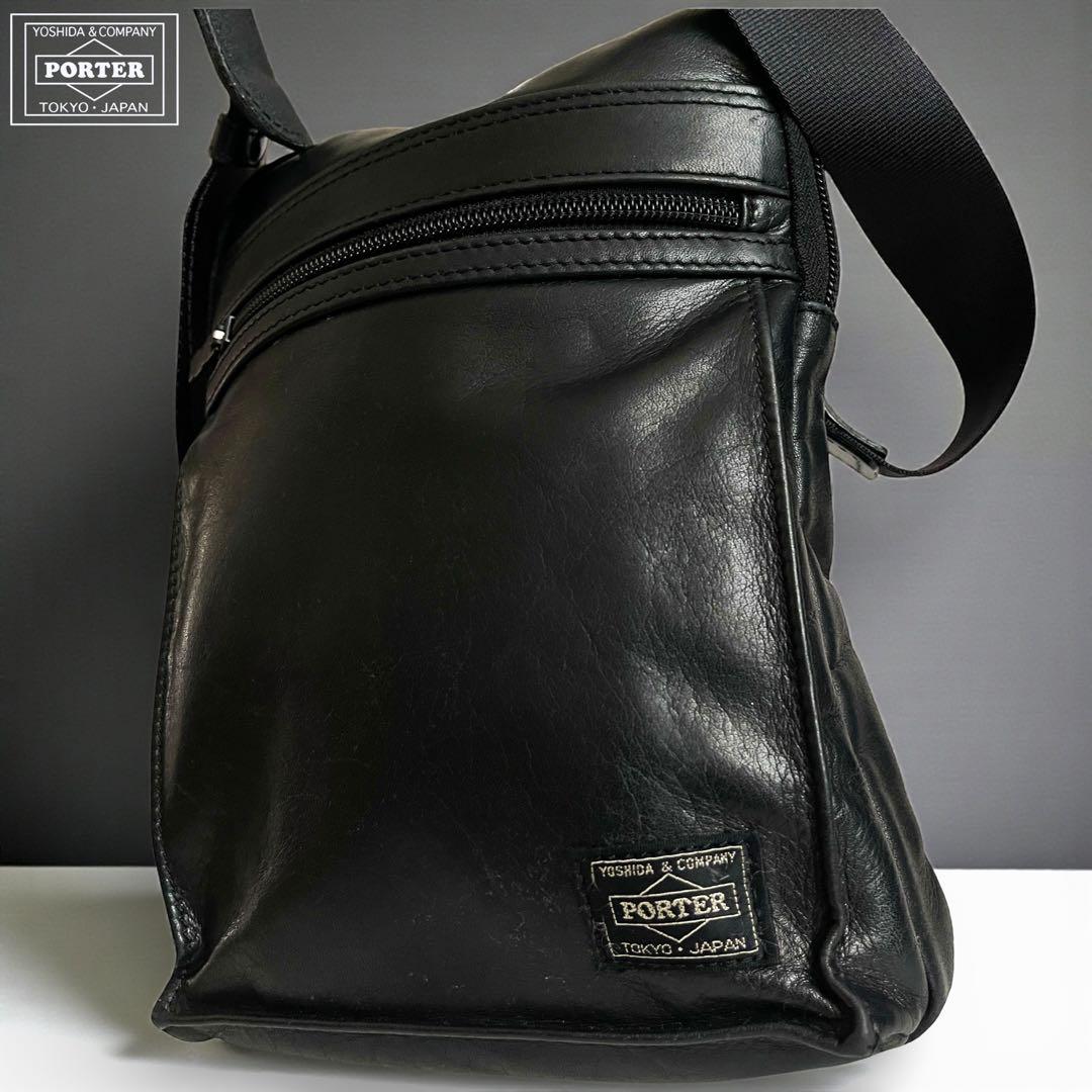 美品 PORTER AMAZE 本革 ショルダーバッグ クロスボディ Blk/黒 - メルカリ