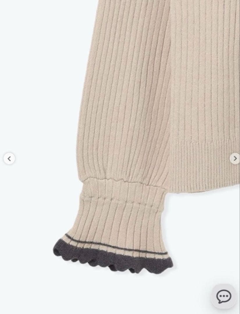 はな＊様 2点おまとめ 袖口配色スカラップタートルニット ベージュ