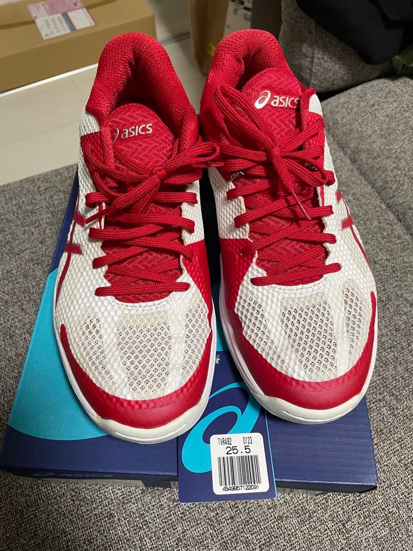 ASICS バレーボールシューズ 25.5cm レッド/ホワイト V-SWIFT