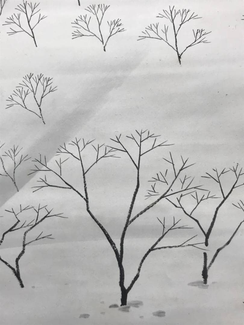 作者不詳/雪山帰樵図/山水図/横物/掛軸/名家伝来/AC-742