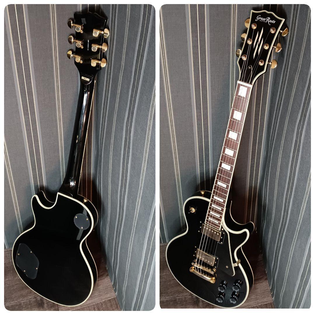 美品 GrassRoots/グラスルーツ レスポールカスタム ブラック ケース付
