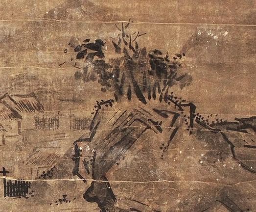 真筆】◇雪舟等楊 山水図◇ 掛軸 肉筆紙本 検 千利休 狩野探幽 狩野