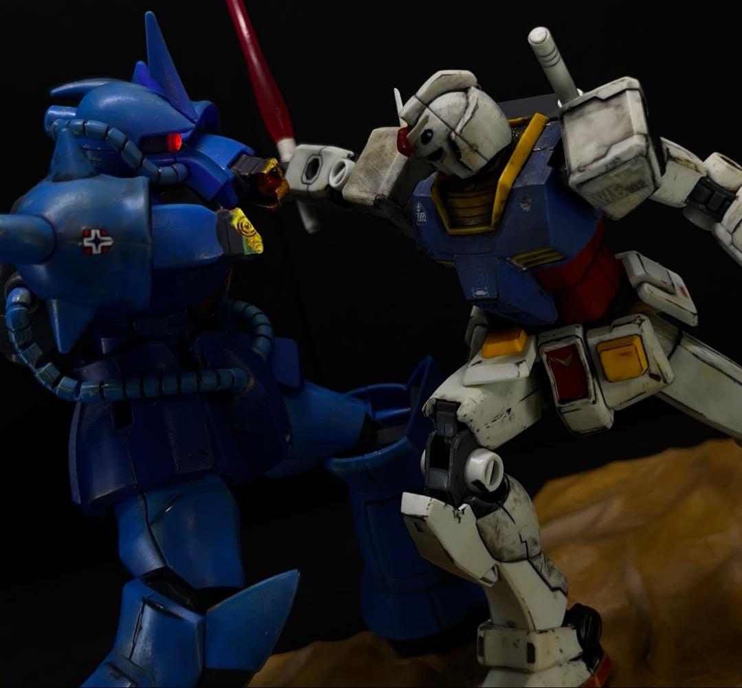 ガンプラ ジオラマ塗装済み完成品 hguc ガンダム グフ - メルカリ
