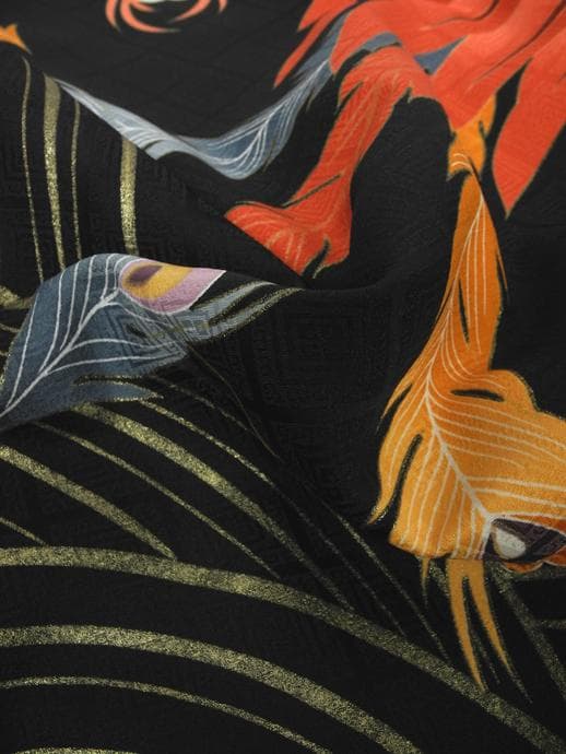 七五三に ◇花わらべ 黒色系◇5歳男の子着物・羽織・袴セット6034