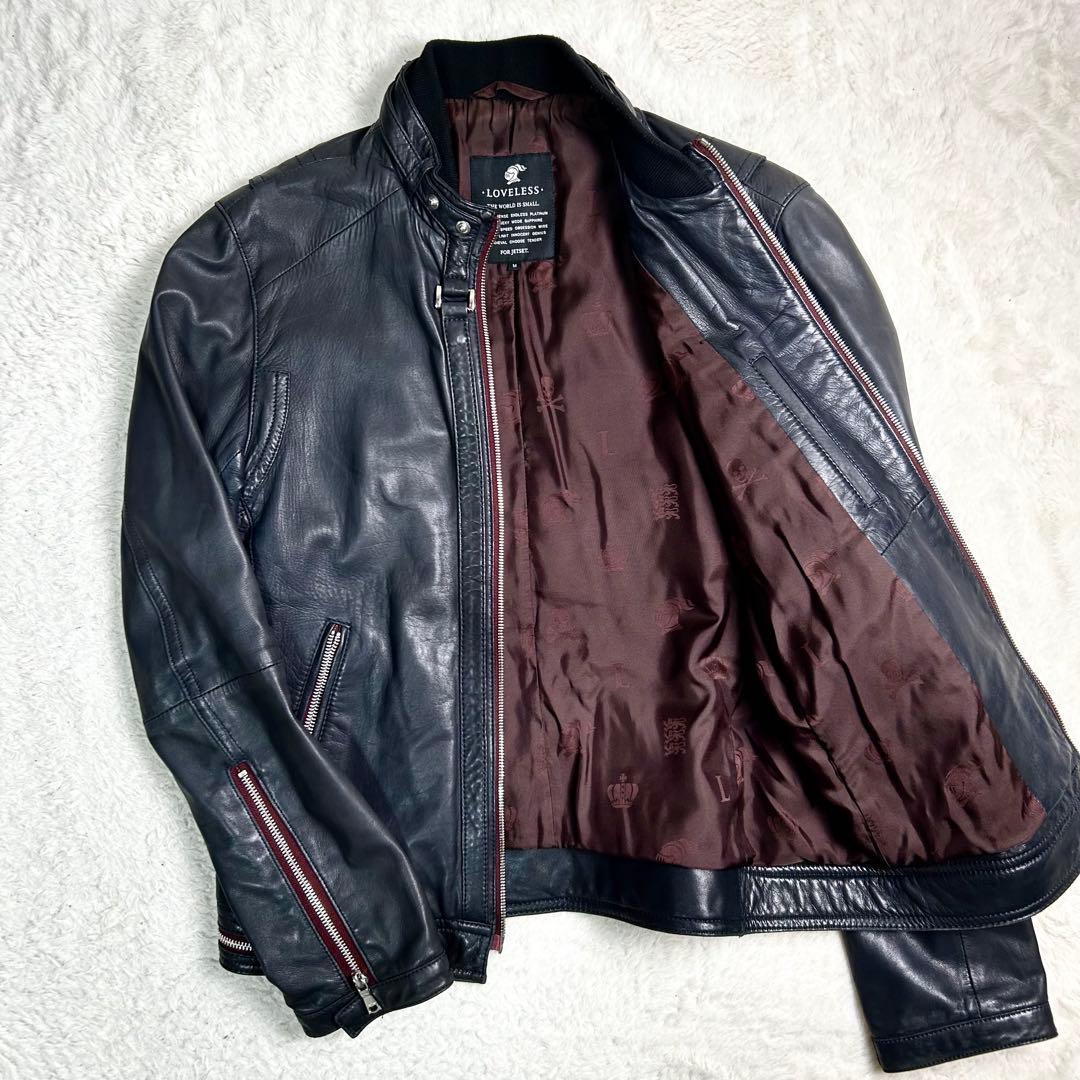 LOVELESS 総柄　レザージャケット　シングル　ライダース　ブラック シングルレザー ライダース(ブルゾン)｜LOVELESS(ラブレス)の