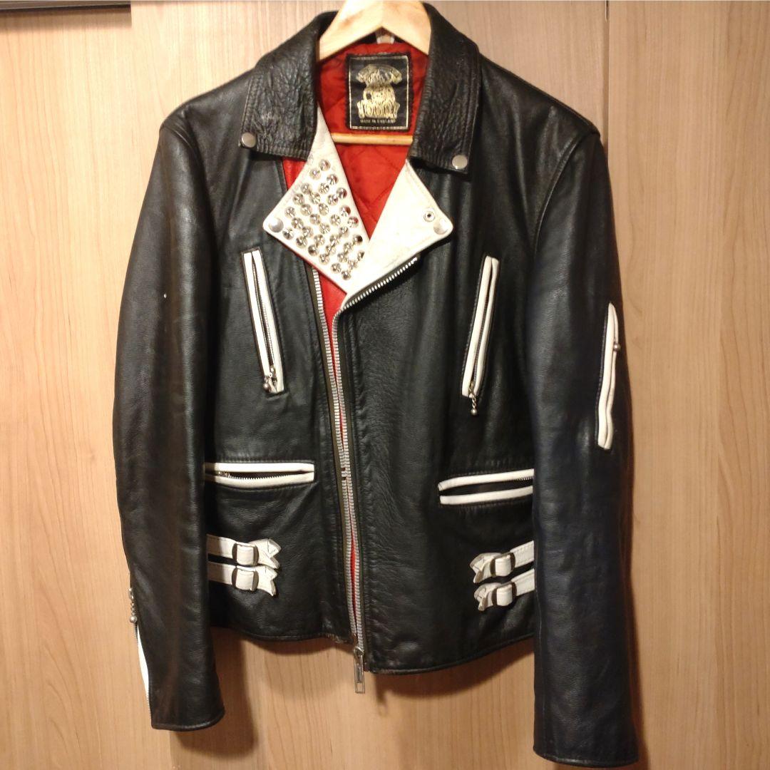 666 鋲ジャン 80s ロンジャン スタッズ ダブルライダースジャケット