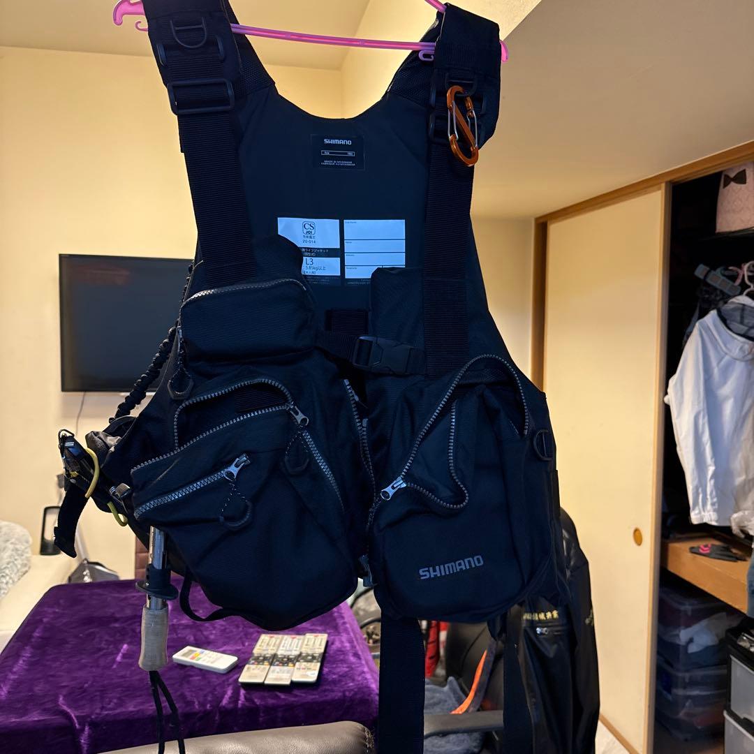 SHIMANO フィッシングベスト L3 ブラック シマノ（SHIMANO） フィッシングベスト VF-229X ロックショアタフ