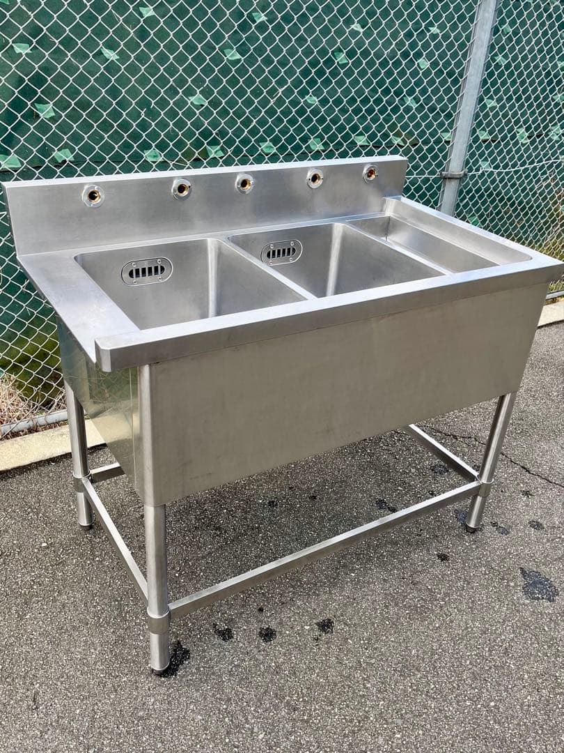 ステンレス2槽ダスト付きソイルドシンク　流し台　1030×600×800 タニコー ステンレス BG付2槽シンク 1200×750×800 業務用2層流し台 未