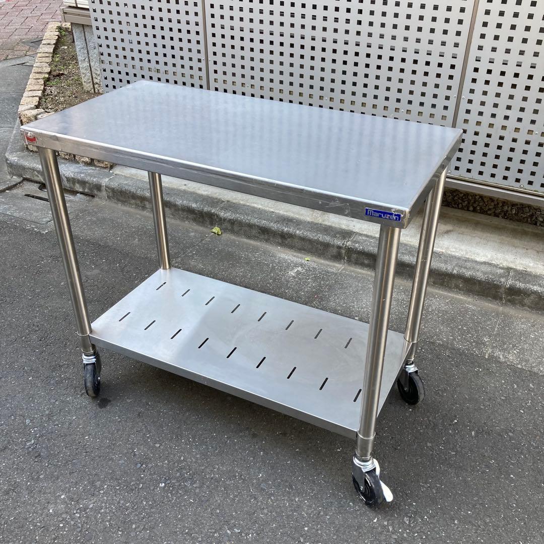 Maruzen マルゼン　ステンレス作業台　厨房　業務用　キャスター付 楽天市場】【中古】作業台 炊飯カート・キャスター付き BGなし