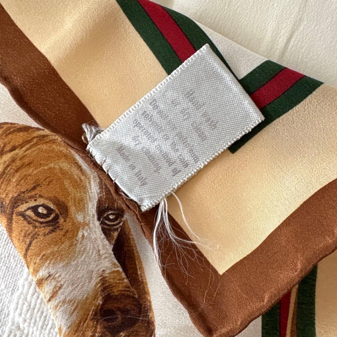 GUCCI シルク ミニスカーフ シェリーライン 犬 ドッグ イタリア製