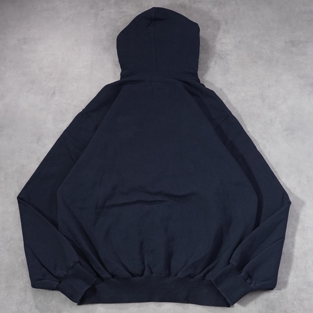 ディスイズネバーザット ネバザ パーカー 古着 ロゴ L 紺 黄 19243