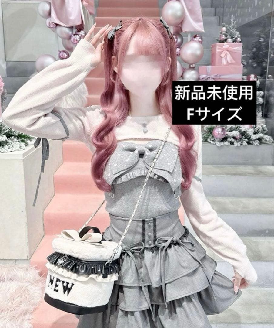 HONEYMEW ビッグリボンガーター風アンサンブルトップス ハニーミュウ