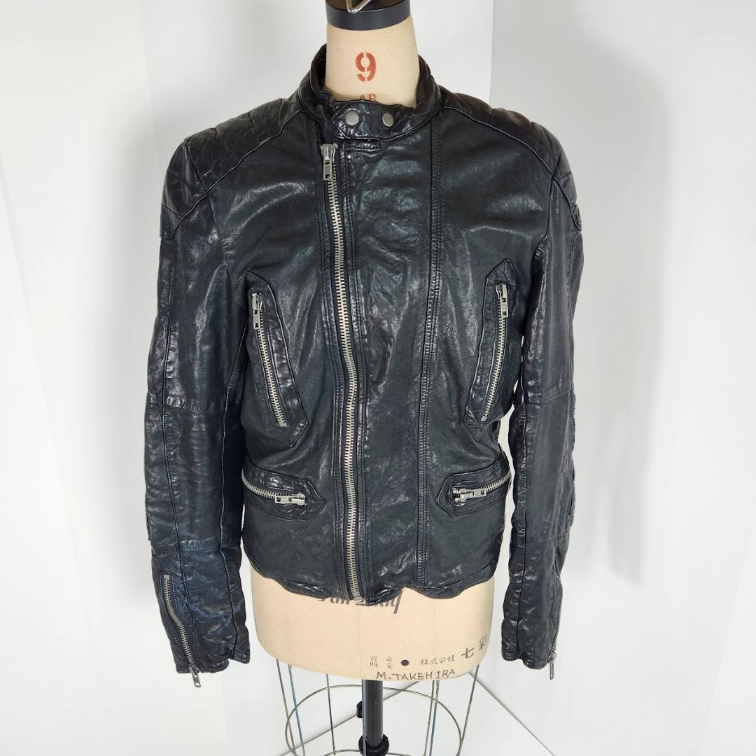 DIESEL ディーゼル シングルライダース ブラック Sサイズ シープレザー DIESEL（ディーゼル）の「メンズ シープスキン シングルレザー