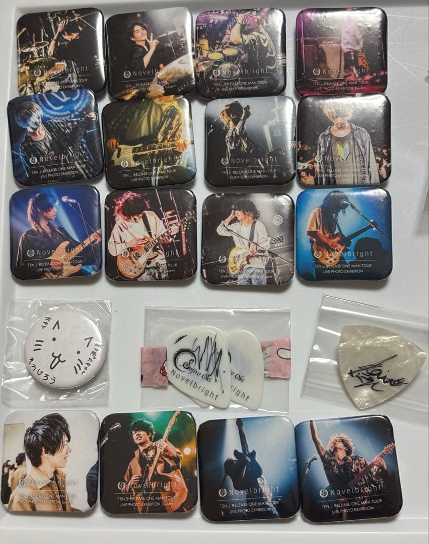 Novelbright サイン入りピック 缶バッジ グッズ 圭吾 海斗 ねぎ 聡