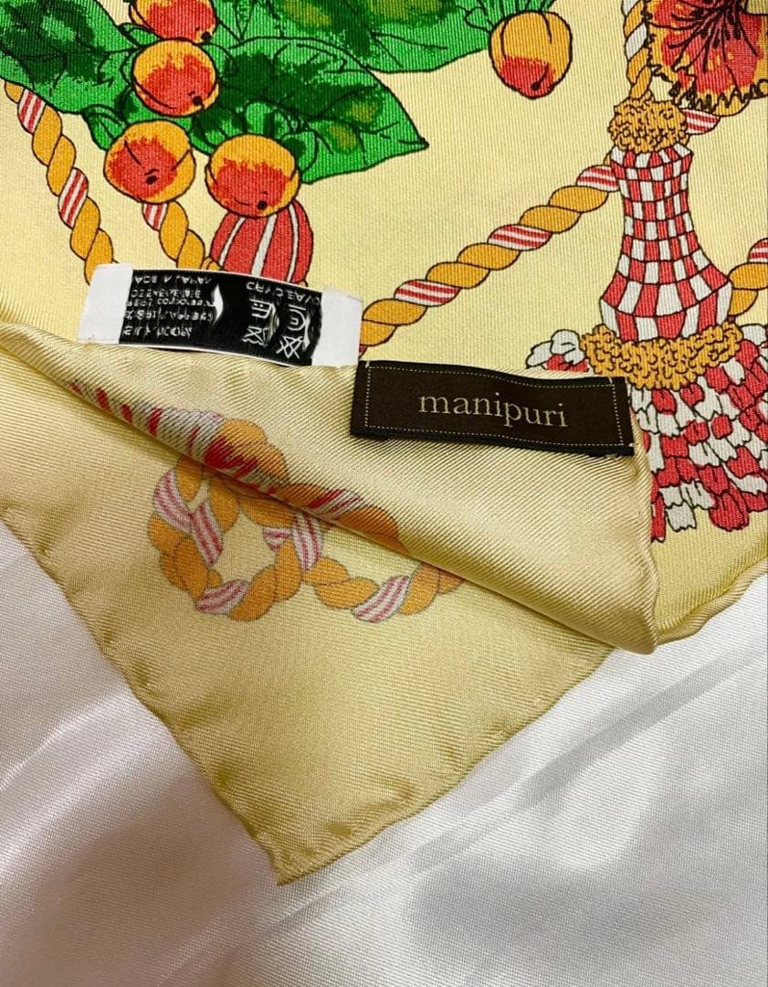 マニプリ manipuri フルーツバスケット スカーフ ベージュ イエロー