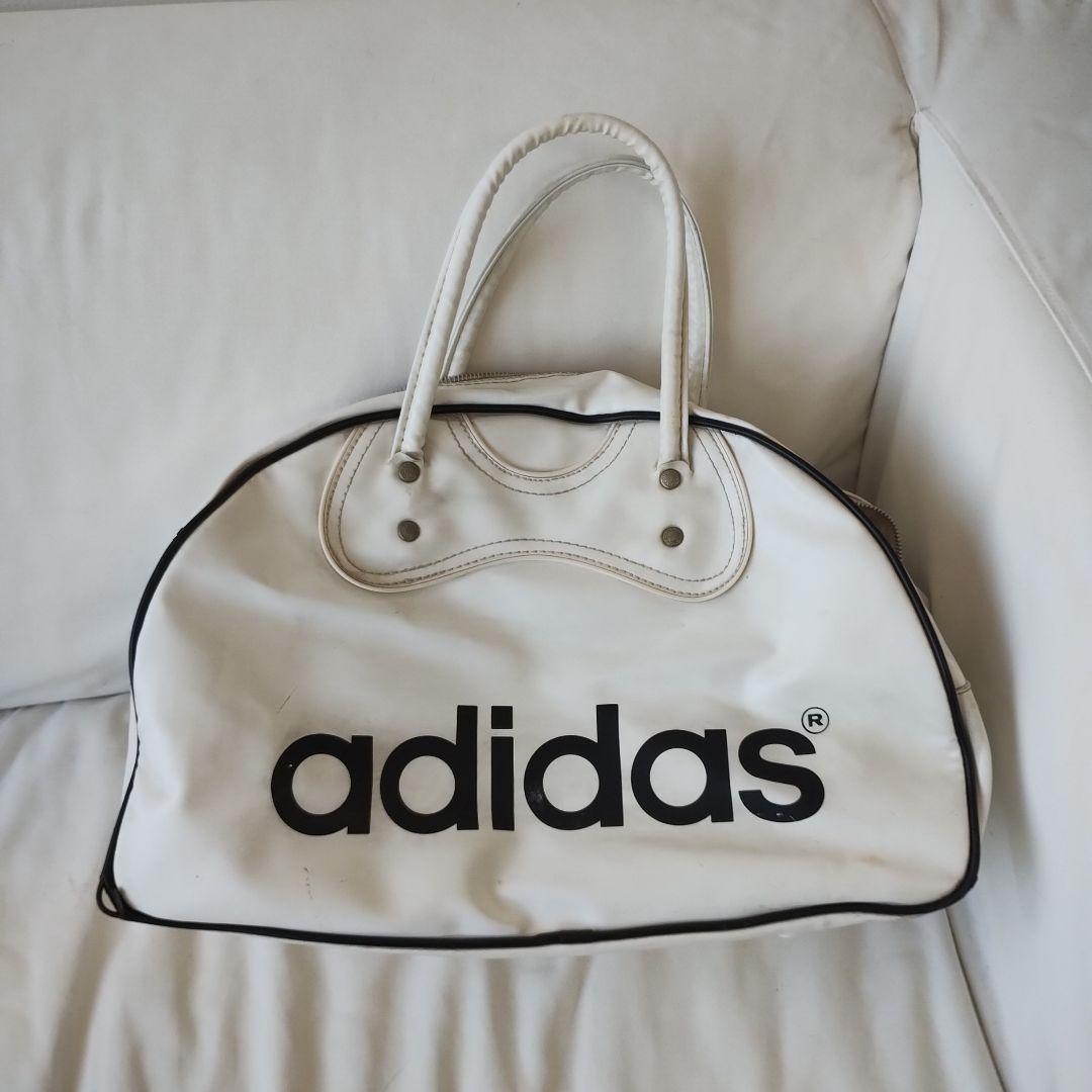 80s adidas アディダス エナメル ボストンバッグ ホワイト - メルカリ