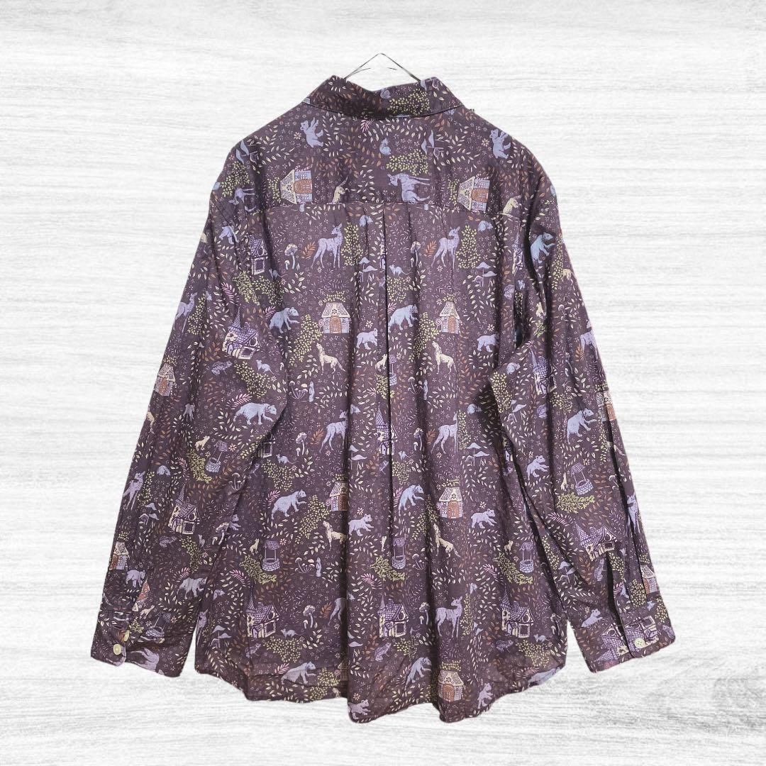 みなとのてんらんかい〛・長袖ブラウス ・リバティ ・0サイズ ・総柄