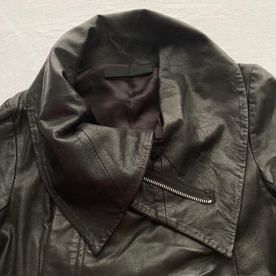 EKAM ライダースジャケット ダブル 変形 ブラック 羊革 S ユニセックス